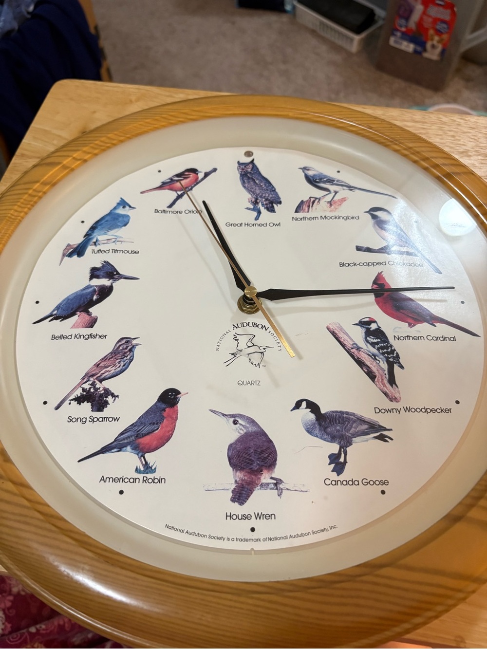 Audubon Society chiming singing bird clock chiming on the hour all works *read*